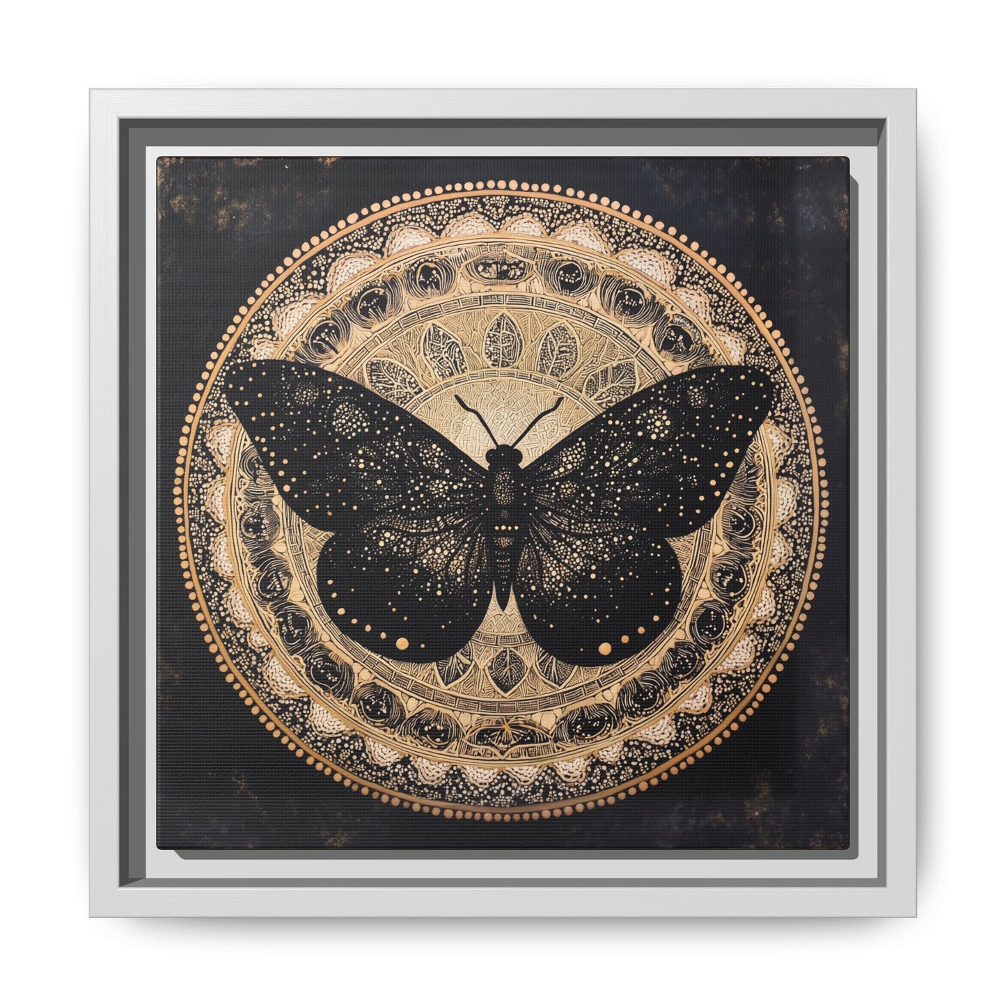 Black Moth Mandala Matte Canvas Framed | Wall Art