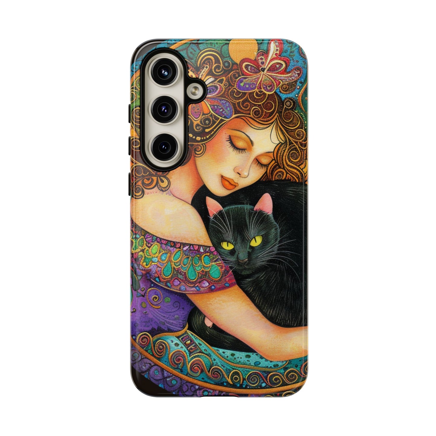 Colorful Cat Art Phone Case, Tough Phone Cover for Cat Lovers, Gift for Pet Owners, Artistic Mobile Case, Cute Cat Design