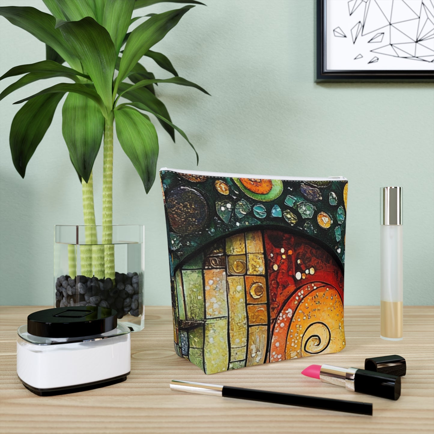 Fairy Door Artistic Cotton Cosmetic Bag, Colorful Makeup Pouch, Travel Organizer, Toiletry Bag, Unique Gift for Her