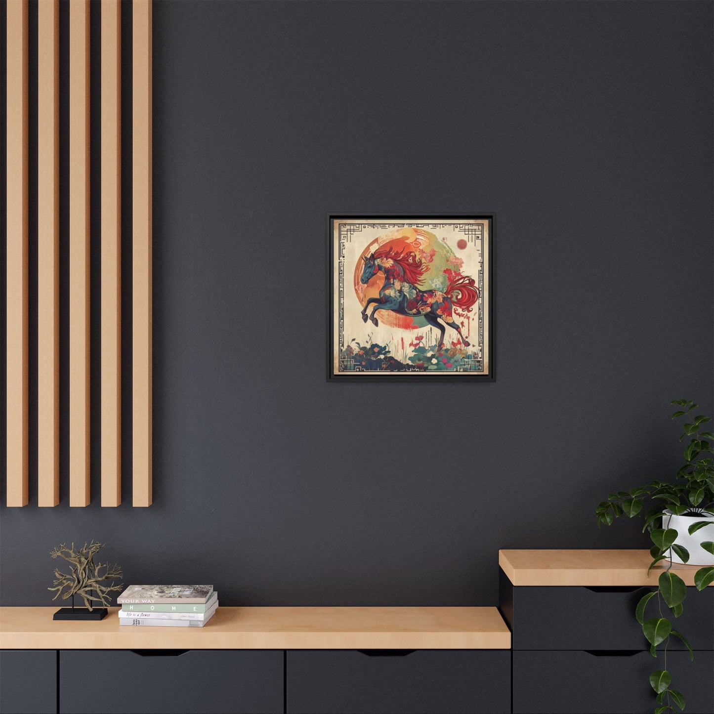 Fire Horse Year Matte Canvas Framed Print