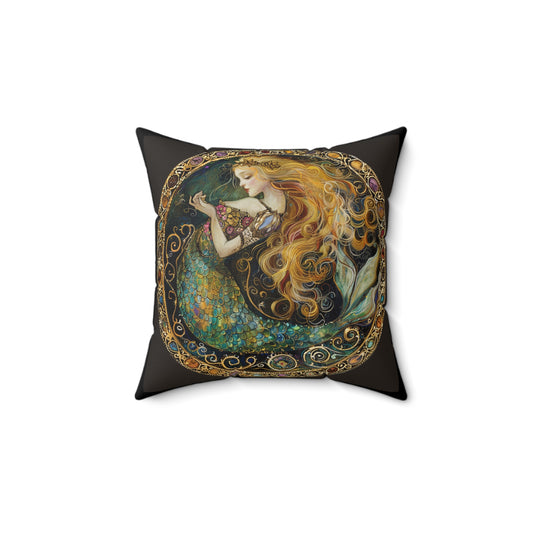 Mermaid Dream Faux Suede Pillow | Decorative Cushion, Boho Home Decor, Cozy Living Room Accent, Gift for Her, Mermaid Lovers