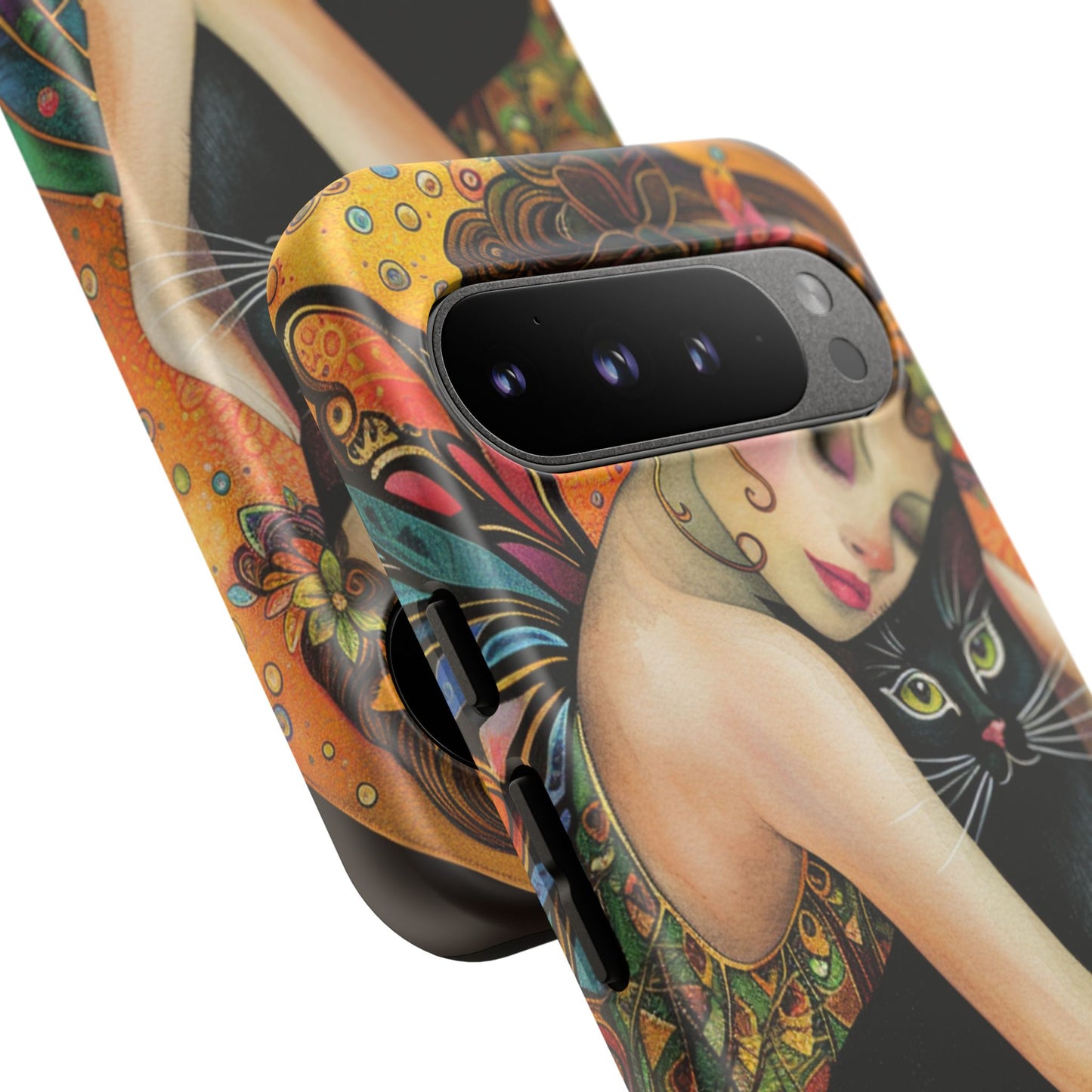 Colorful Art Phone Case with Cat and Fairy Design, Phone Cover Gift for Cat Lovers, Unique Floral Case, Magical Design, Vibrant Phone [...]