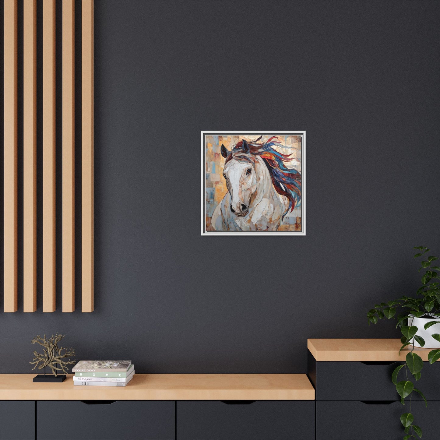 Colorful Mane Horse Matte Canvas Framed | Equine Wall Art