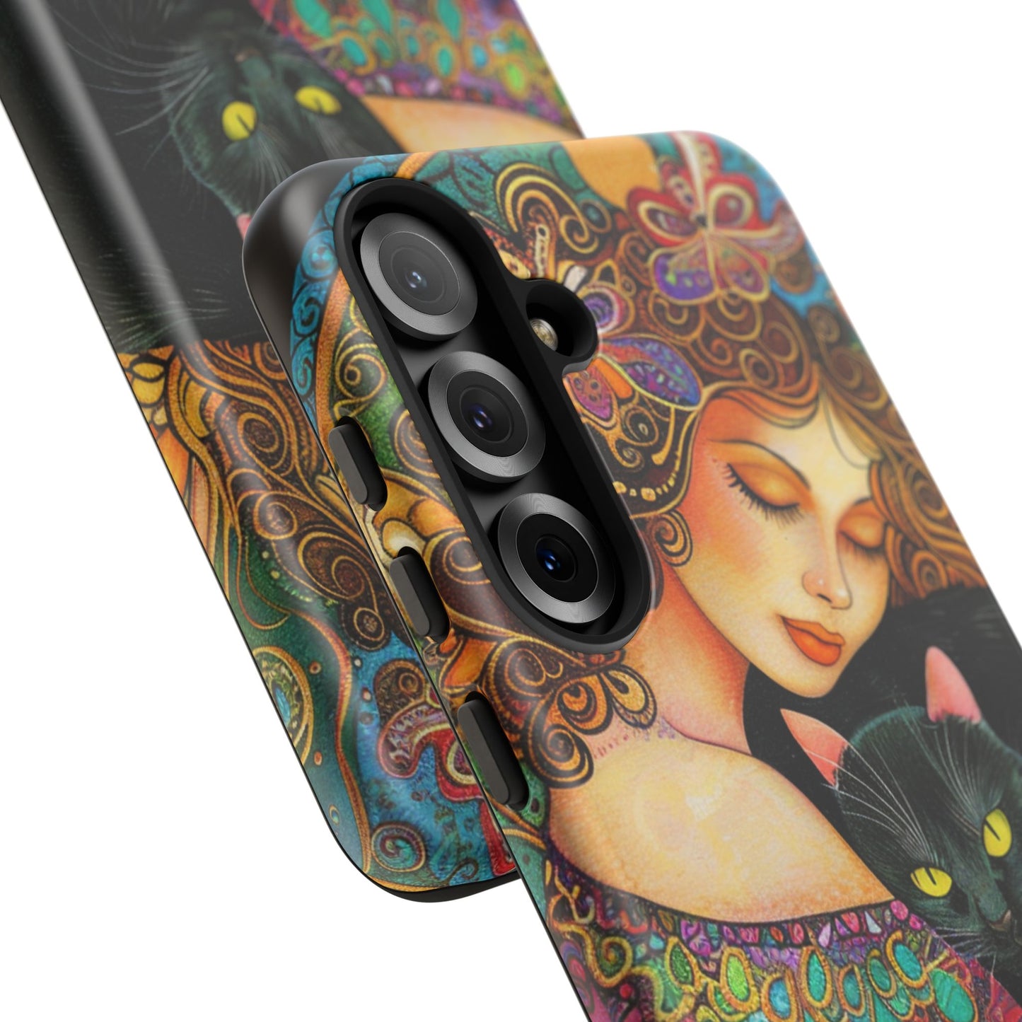 Colorful Cat Art Phone Case, Tough Phone Cover for Cat Lovers, Gift for Pet Owners, Artistic Mobile Case, Cute Cat Design