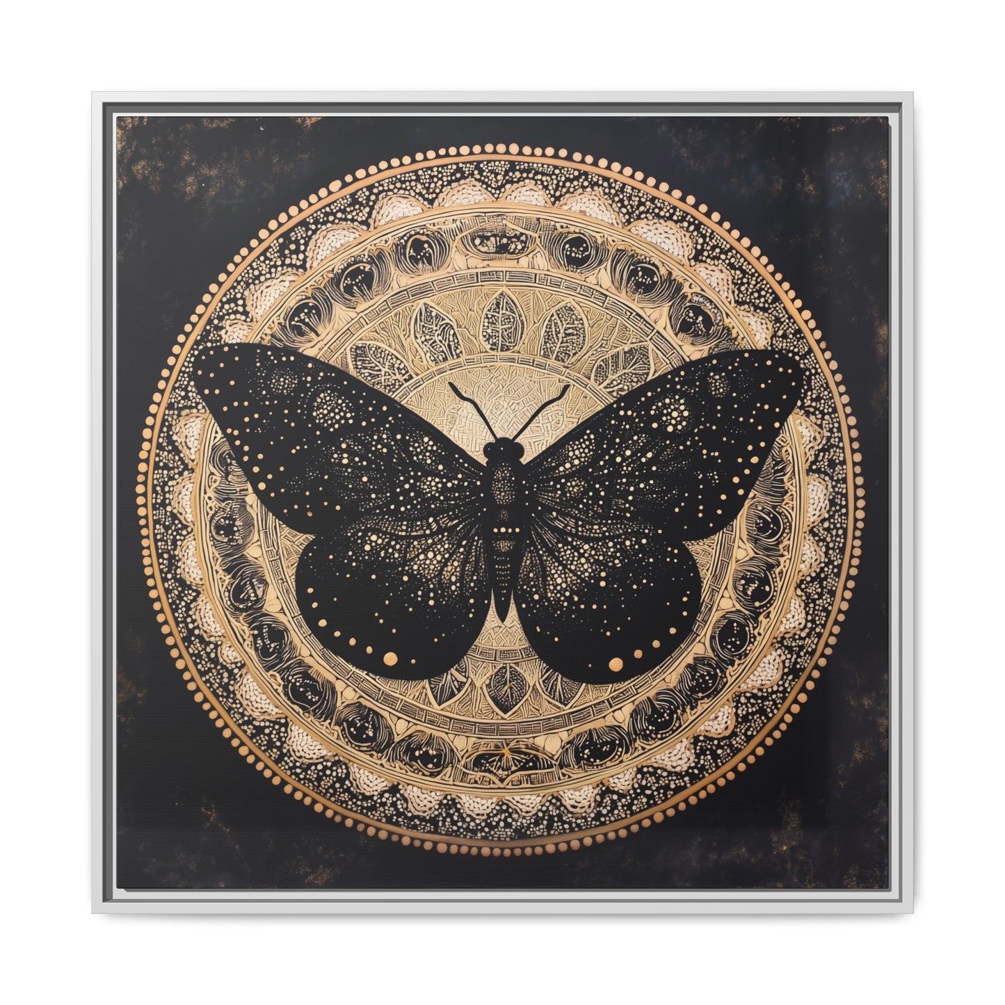 Black Moth Mandala Matte Canvas Framed | Wall Art