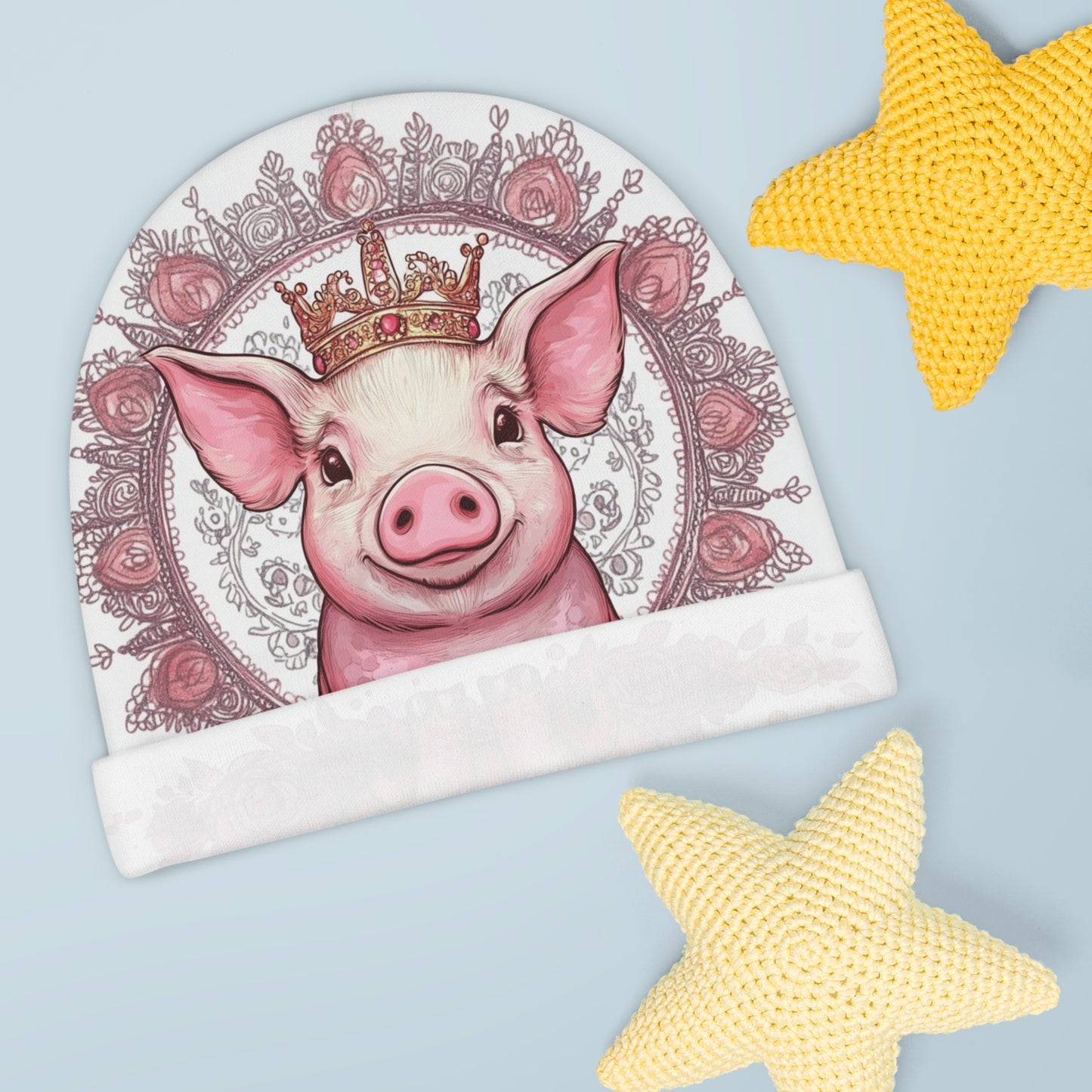Princess Pig Crown Baby Beanie | Infant Hat, Cute Nursery Decor, Baby Shower Gift, Toddler Accessories, Seasonal Wear