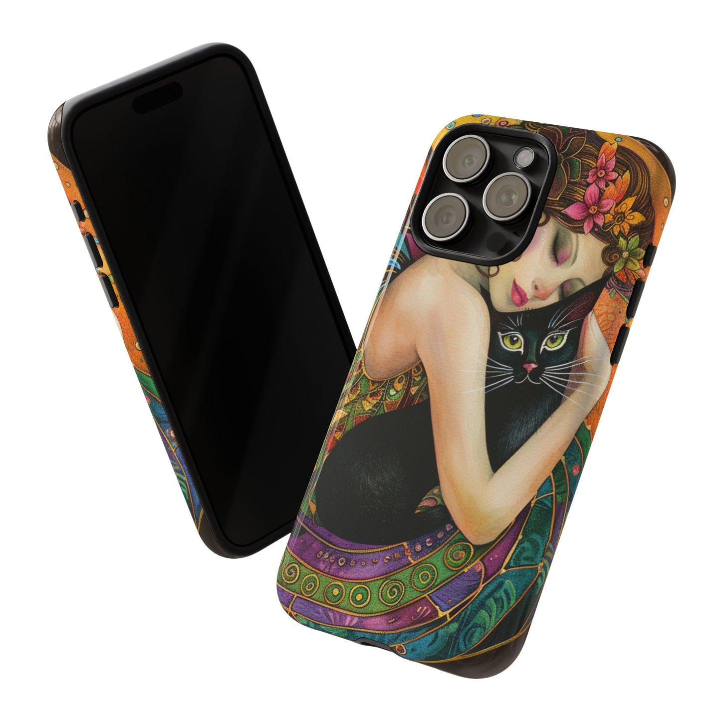 Colorful Art Phone Case with Cat and Fairy Design, Phone Cover Gift for Cat Lovers, Unique Floral Case, Magical Design, Vibrant Phone [...]