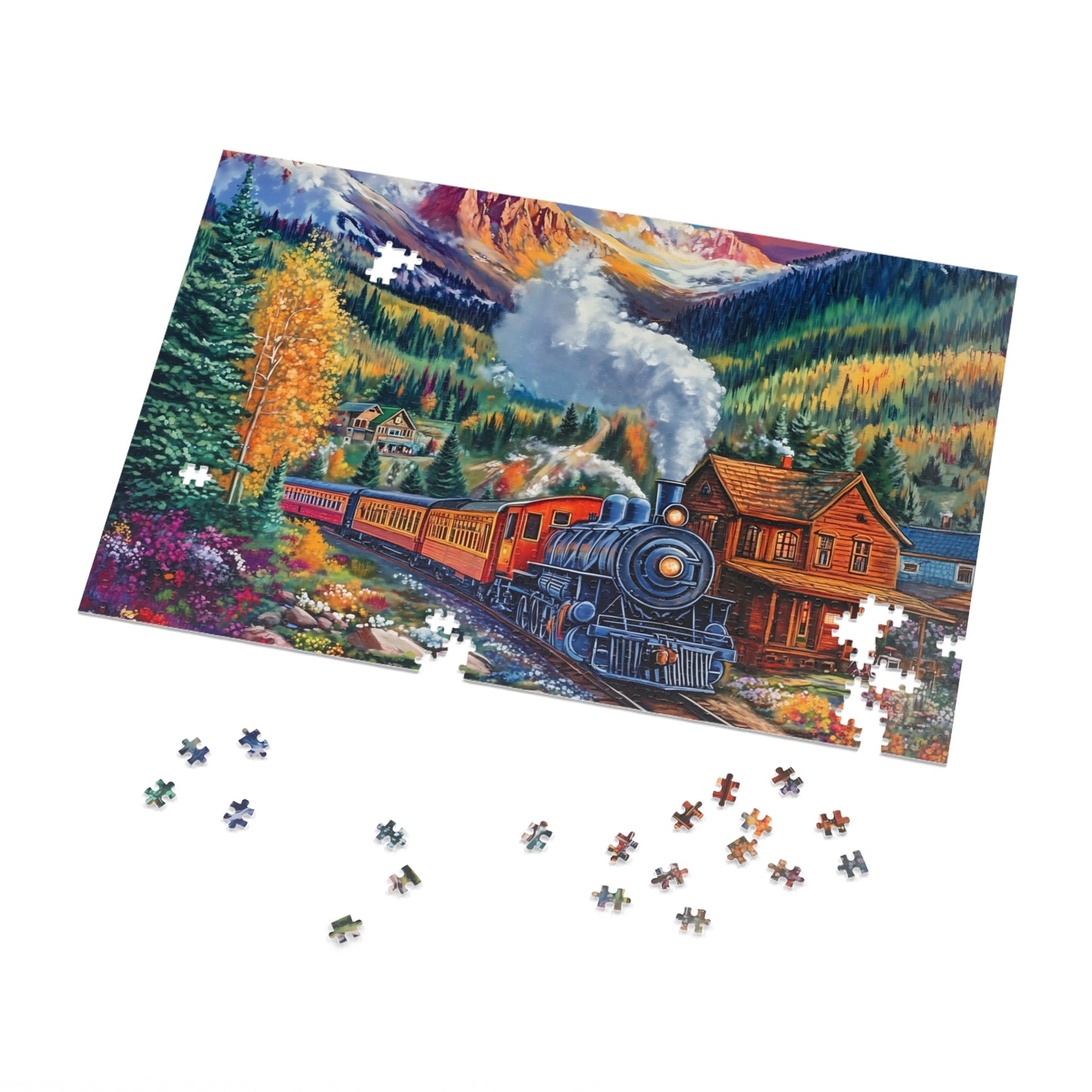 Scenic Mountain Steam Train Jigsaw Puzzle with Tin | 500pc Colorado Landscape Puzzle