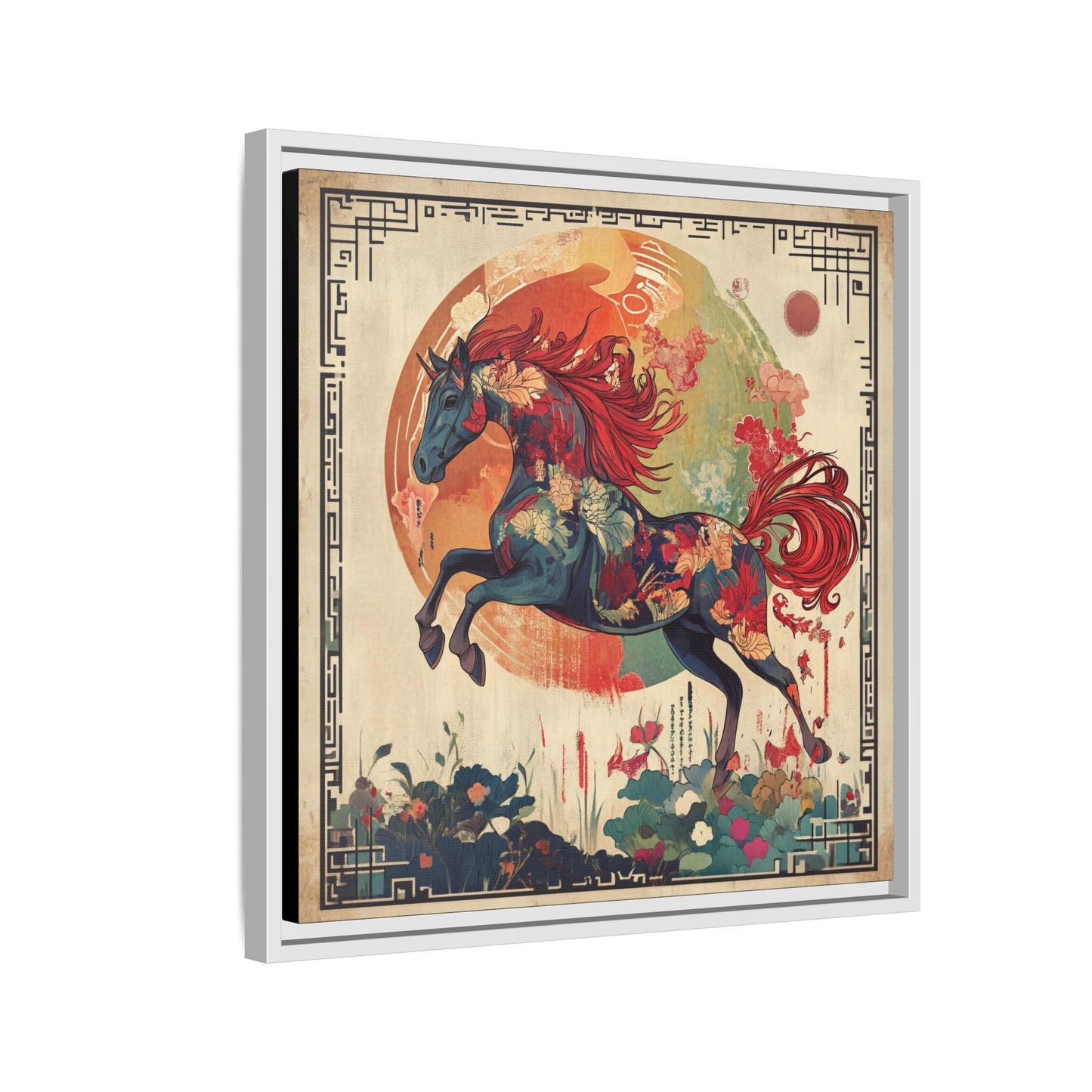 Fire Horse Year Matte Canvas Framed Print