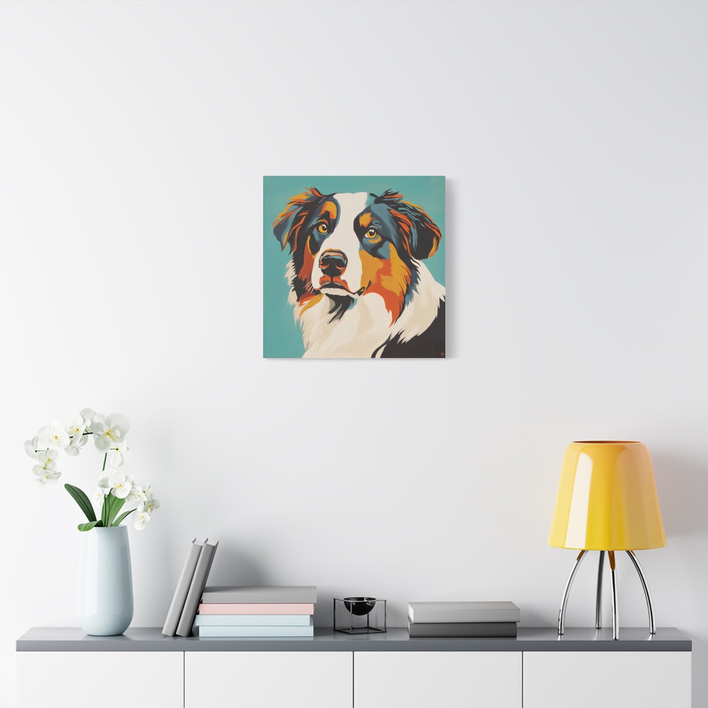 Mid Century Modern Aussie Canvas Wall Art, Home Decor, Pet Lover Gift, Dog Art, Animal Lover Decor