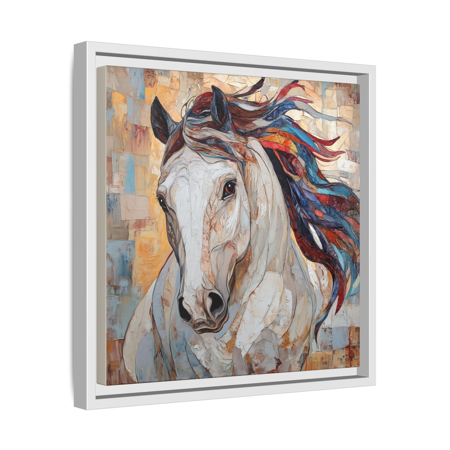 Colorful Mane Horse Matte Canvas Framed | Equine Wall Art