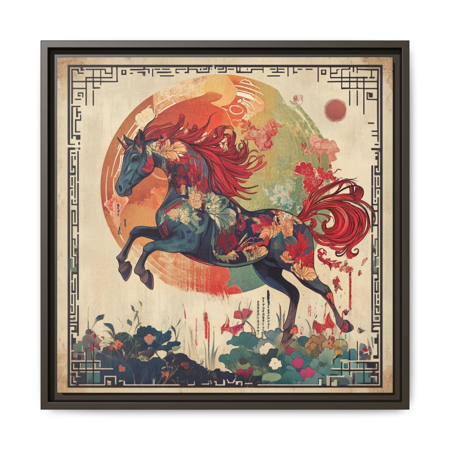 Fire Horse Year Matte Canvas Framed Print