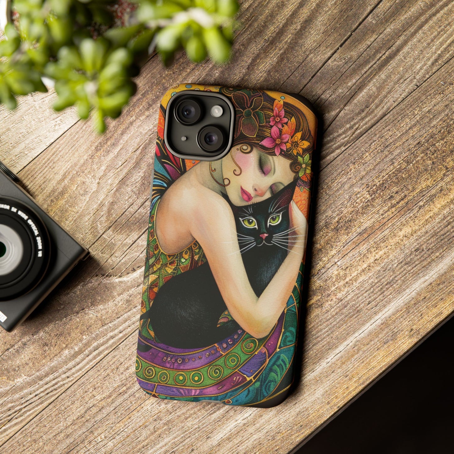 Colorful Art Phone Case with Cat and Fairy Design, Phone Cover Gift for Cat Lovers, Unique Floral Case, Magical Design, Vibrant Phone [...]