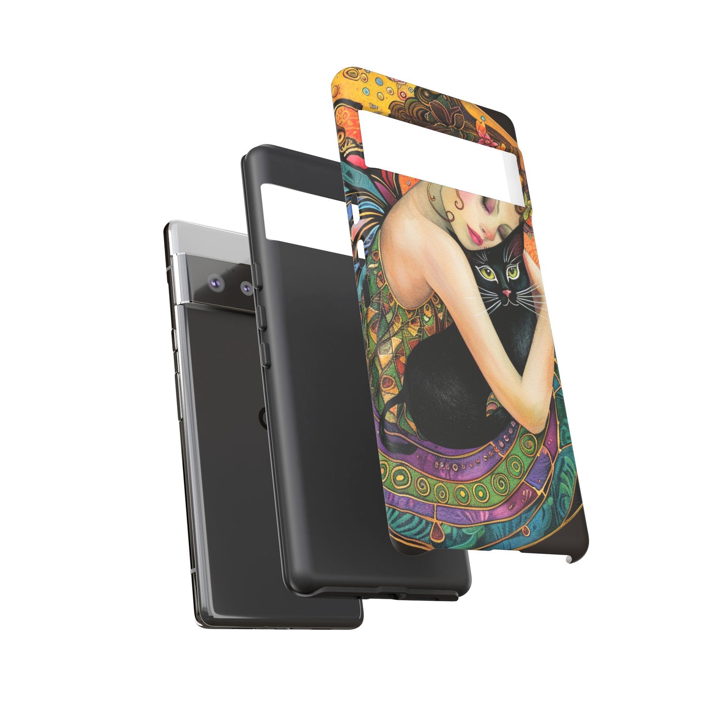 Colorful Art Phone Case with Cat and Fairy Design, Phone Cover Gift for Cat Lovers, Unique Floral Case, Magical Design, Vibrant Phone [...]