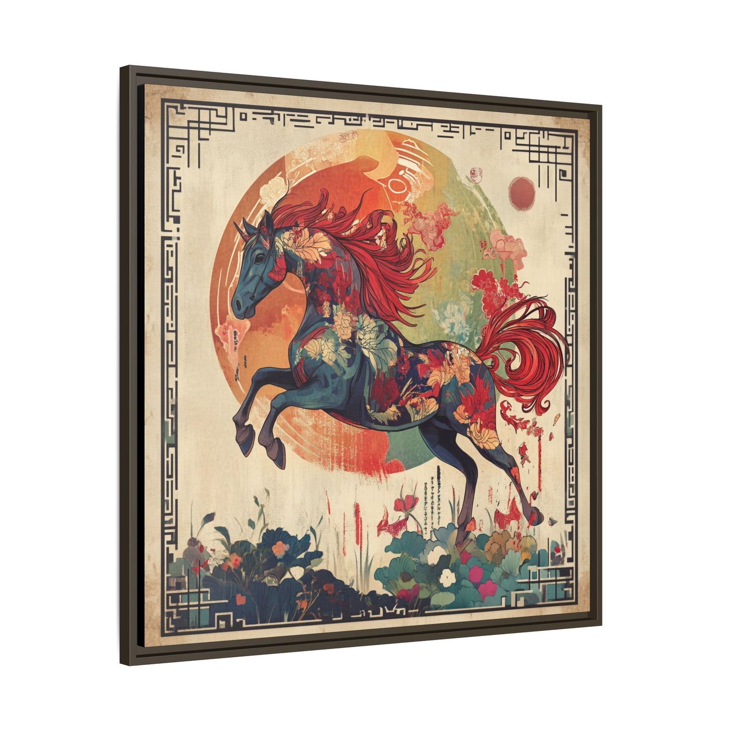 Fire Horse Year Matte Canvas Framed Print