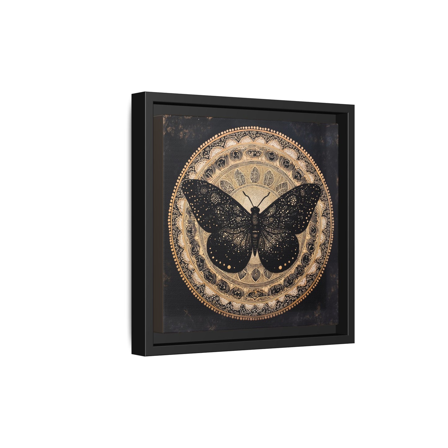 Black Moth Mandala Matte Canvas Framed | Wall Art