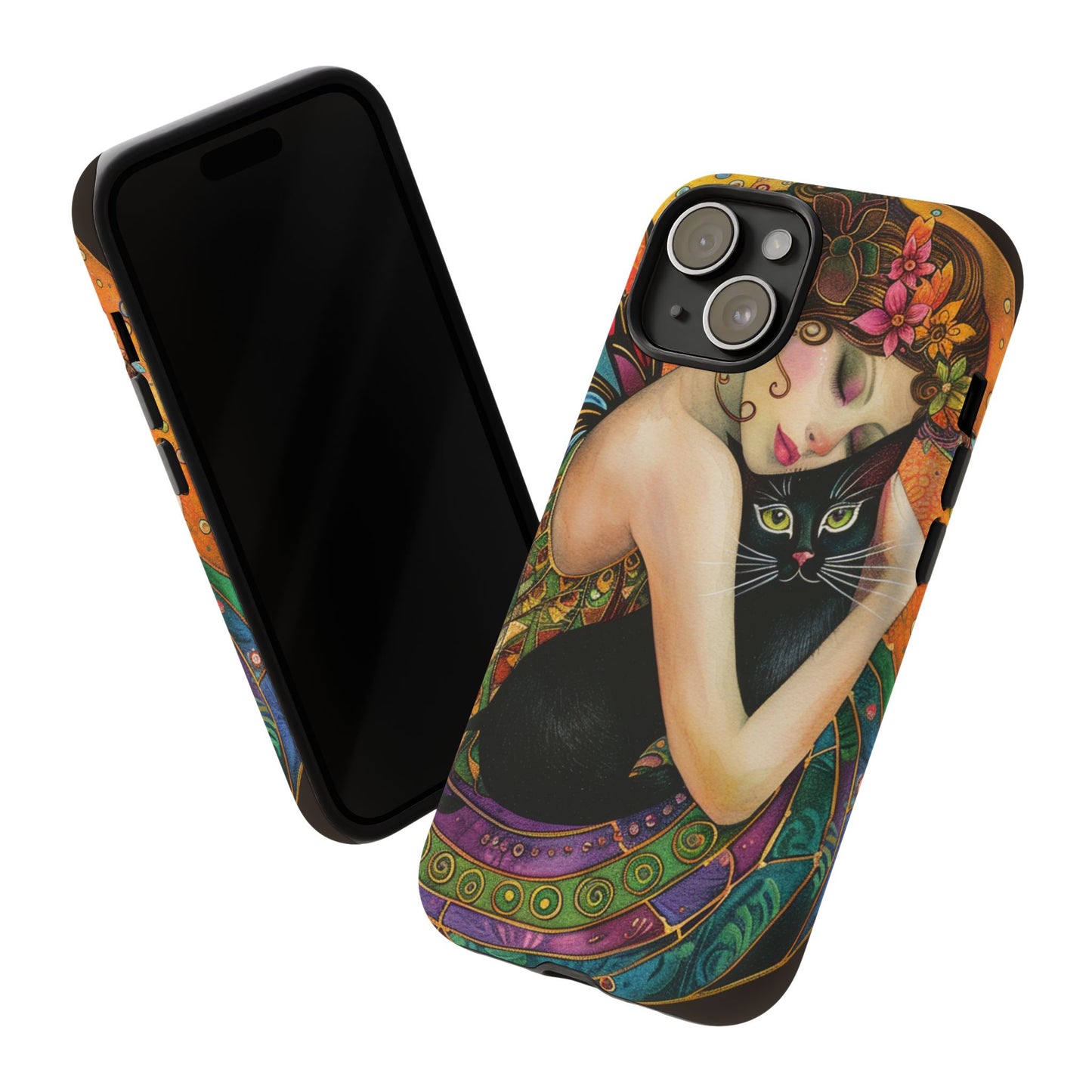 Colorful Art Phone Case with Cat and Fairy Design, Phone Cover Gift for Cat Lovers, Unique Floral Case, Magical Design, Vibrant Phone [...]