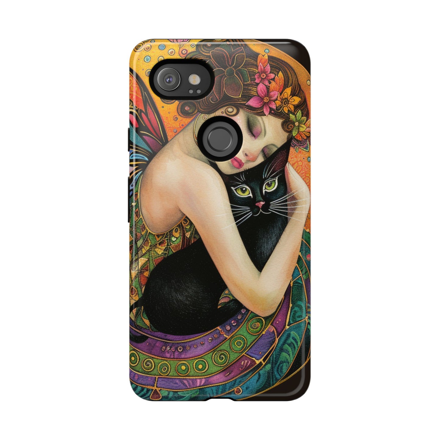 Colorful Art Phone Case with Cat and Fairy Design, Phone Cover Gift for Cat Lovers, Unique Floral Case, Magical Design, Vibrant Phone [...]