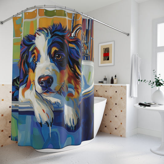 Aussie Art Shower Curtain - Colorful Pet Decor for Animal Lovers, Unique Bathroom Accessory, Dog-Themed Gift, Pet Lover's Bathroom