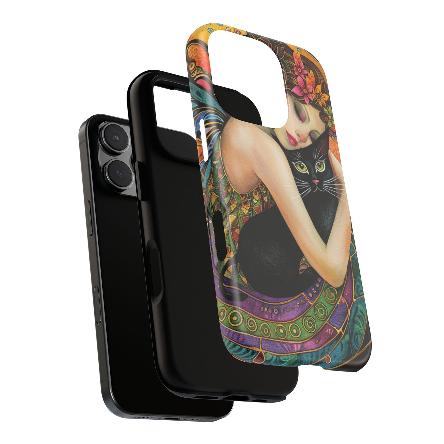 Colorful Art Phone Case with Cat and Fairy Design, Phone Cover Gift for Cat Lovers, Unique Floral Case, Magical Design, Vibrant Phone [...]