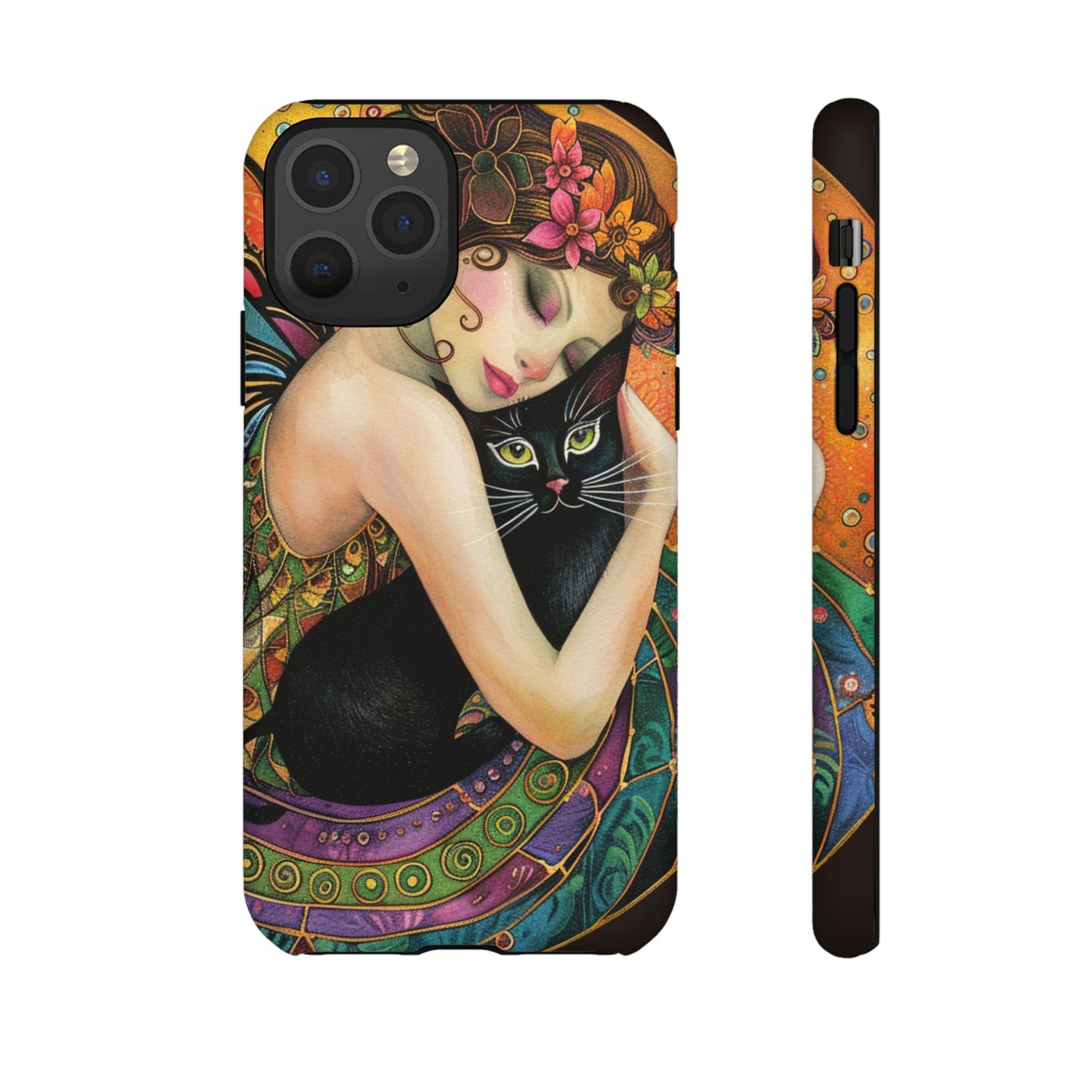 Colorful Art Phone Case with Cat and Fairy Design, Phone Cover Gift for Cat Lovers, Unique Floral Case, Magical Design, Vibrant Phone [...]