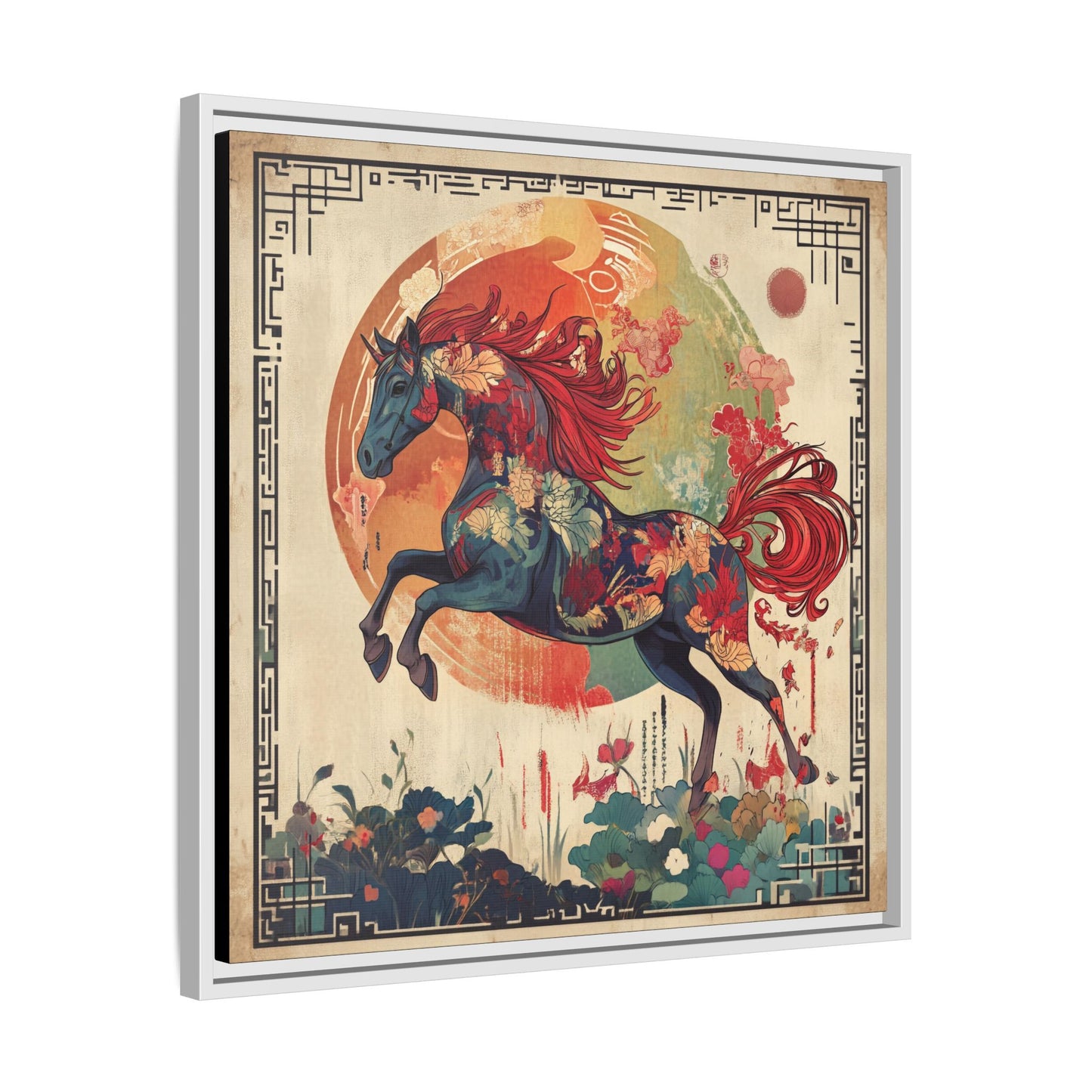 Fire Horse Year Matte Canvas Framed Print