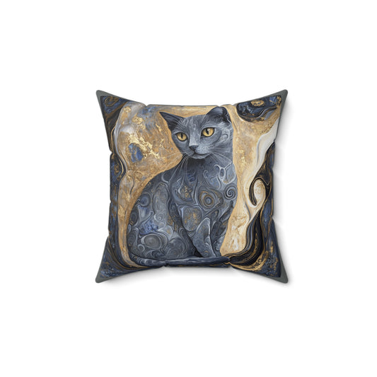 Crystal Cat Collection Smoky Quartz Cat Faux Suede Pillow | Cozy Home Decor, Cat Lover Gift, Decorative Cushion