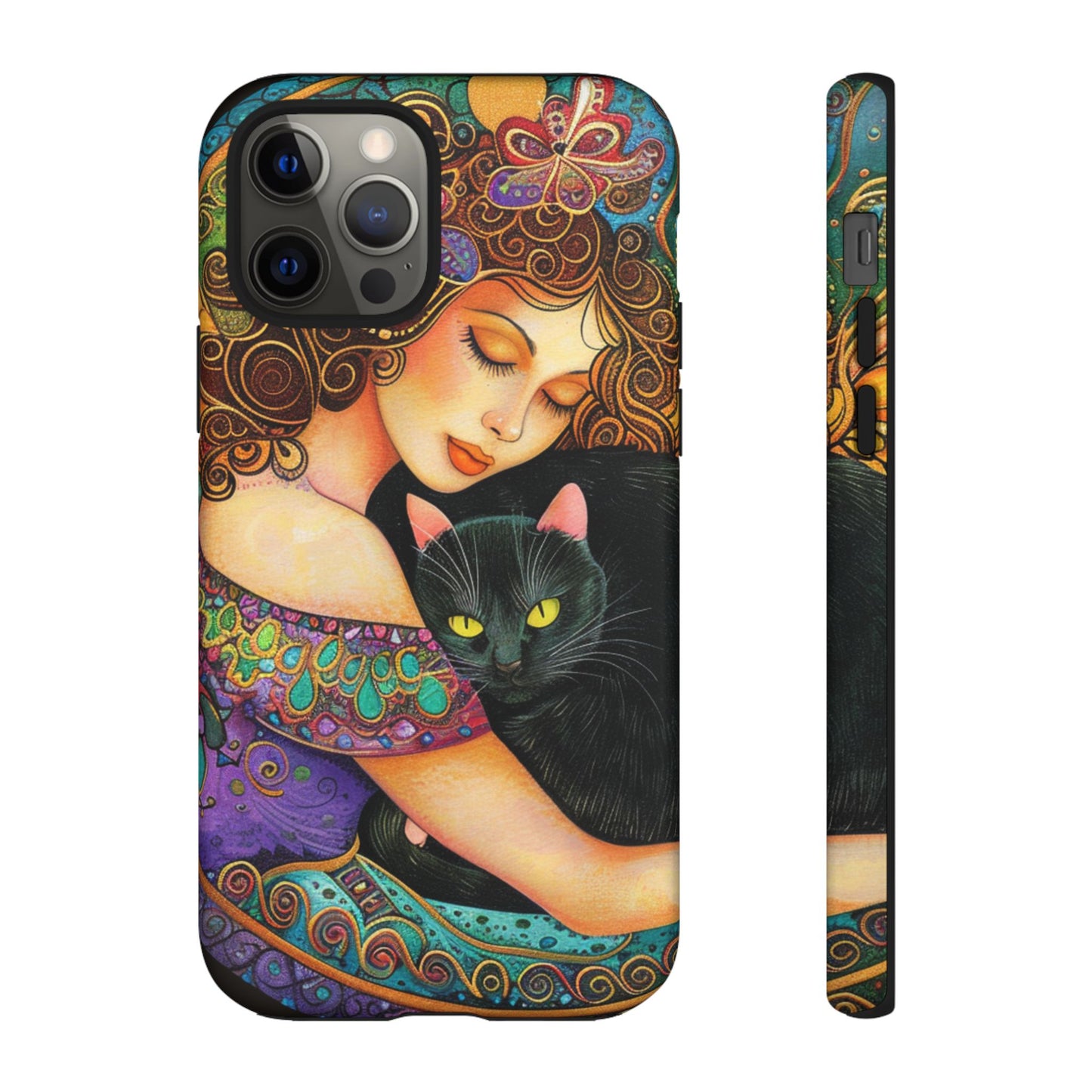 Colorful Cat Art Phone Case, Tough Phone Cover for Cat Lovers, Gift for Pet Owners, Artistic Mobile Case, Cute Cat Design