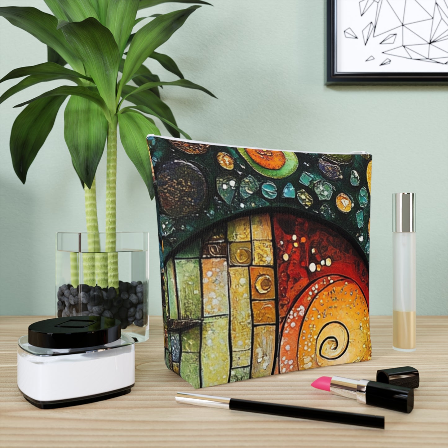 Fairy Door Artistic Cotton Cosmetic Bag, Colorful Makeup Pouch, Travel Organizer, Toiletry Bag, Unique Gift for Her