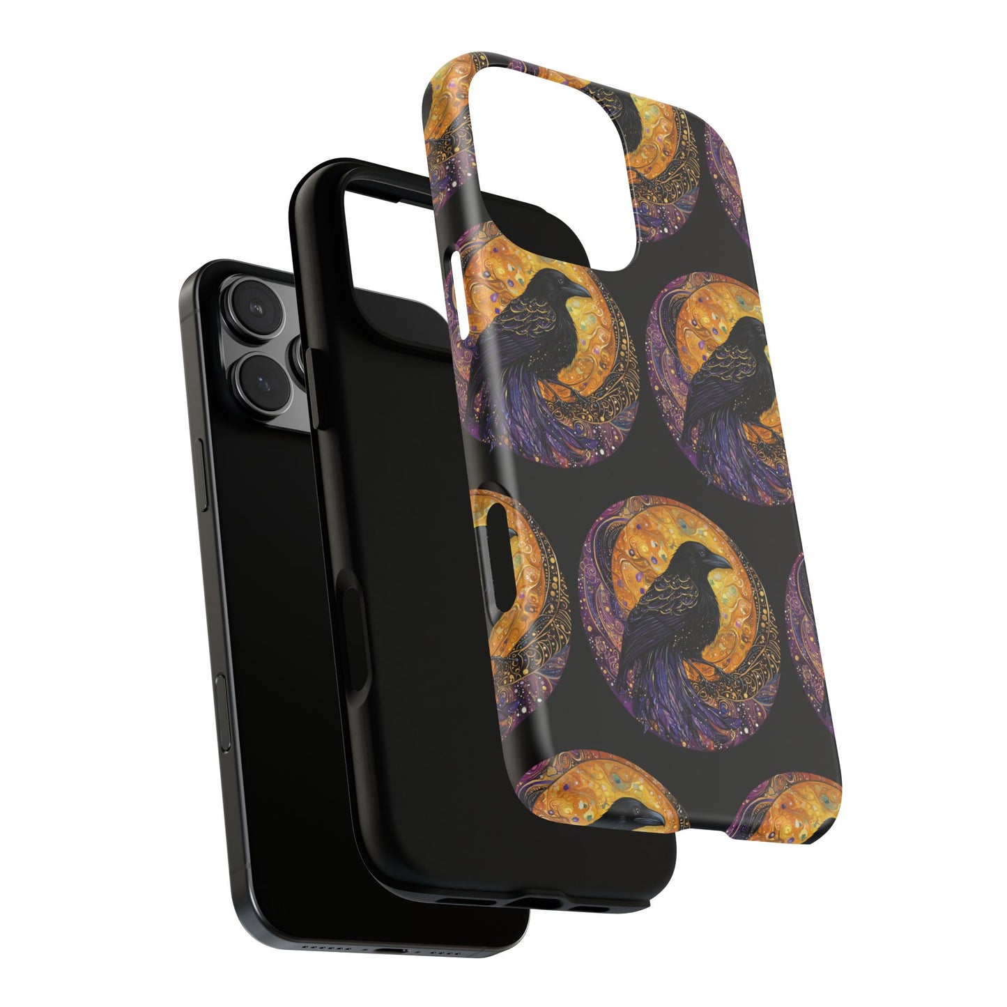 Raven Celestial Phone Case, Astrological Gift, Bird Lover Accessory, Tough Phone Cover, Gothic Aesthetic, Halloween Tech Decor