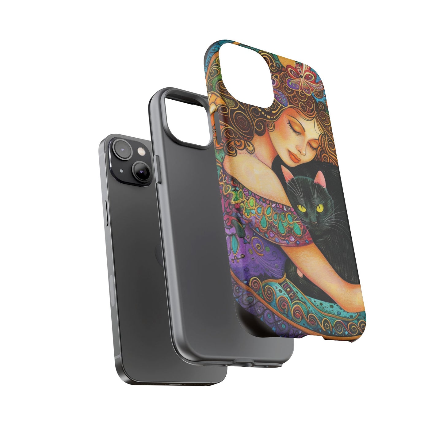 Colorful Cat Art Phone Case, Tough Phone Cover for Cat Lovers, Gift for Pet Owners, Artistic Mobile Case, Cute Cat Design