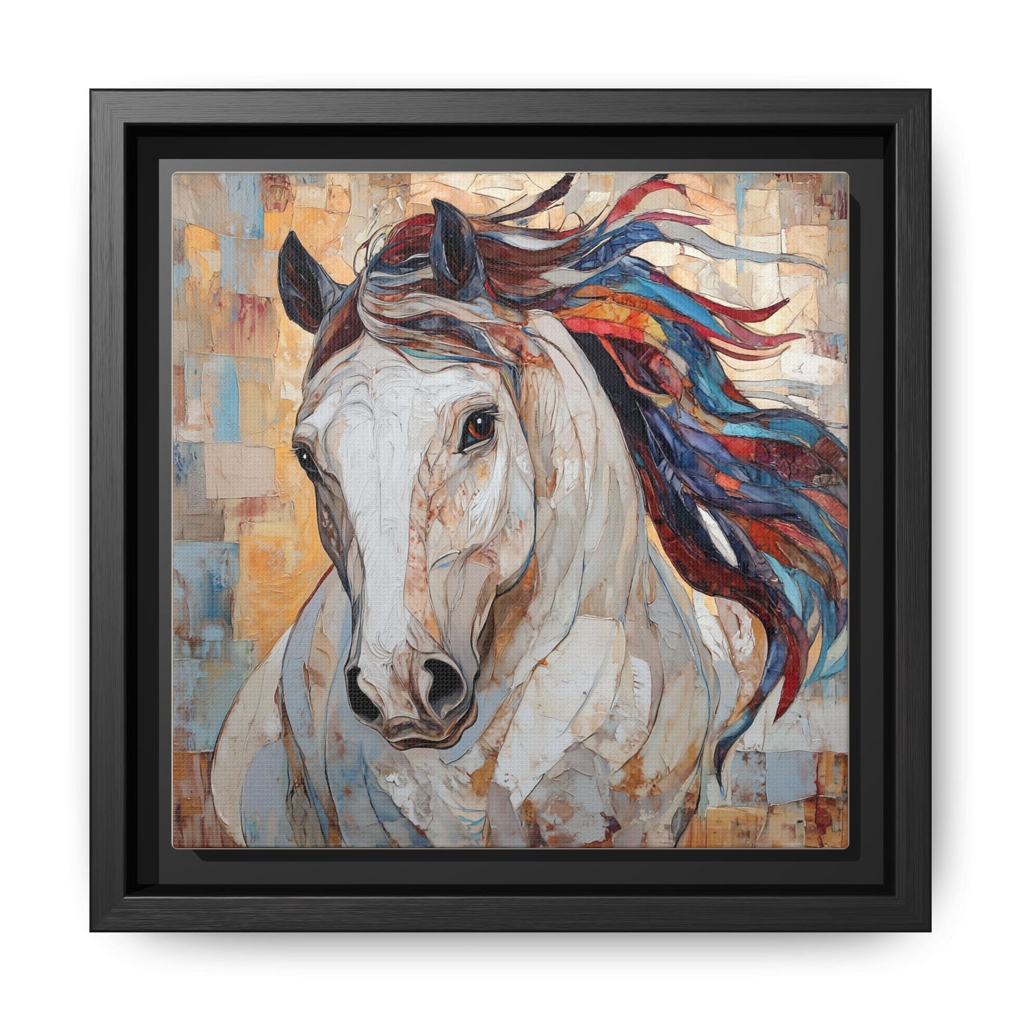 Colorful Mane Horse Matte Canvas Framed | Equine Wall Art