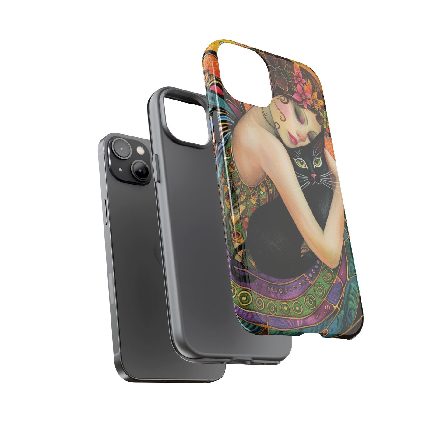 Colorful Art Phone Case with Cat and Fairy Design, Phone Cover Gift for Cat Lovers, Unique Floral Case, Magical Design, Vibrant Phone [...]
