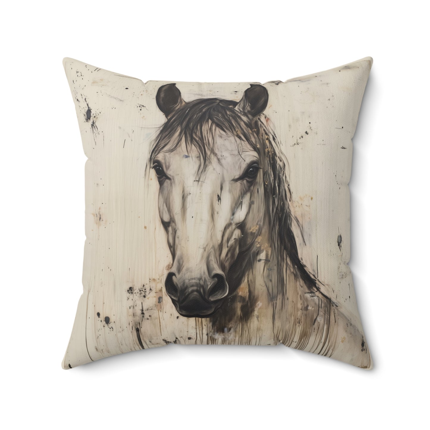 Watercolor Horse Portrait Pillow | Faux Suede Square Pillow