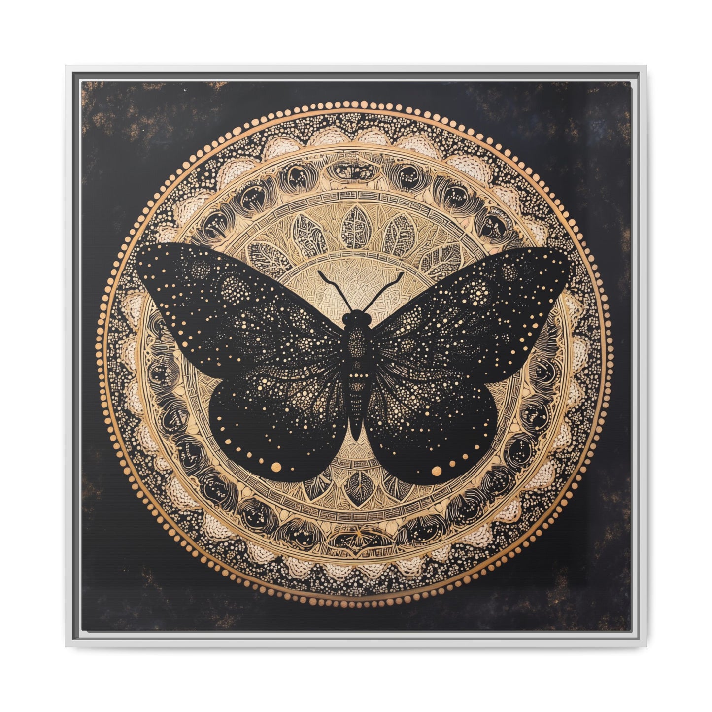 Black Moth Mandala Matte Canvas Framed | Wall Art