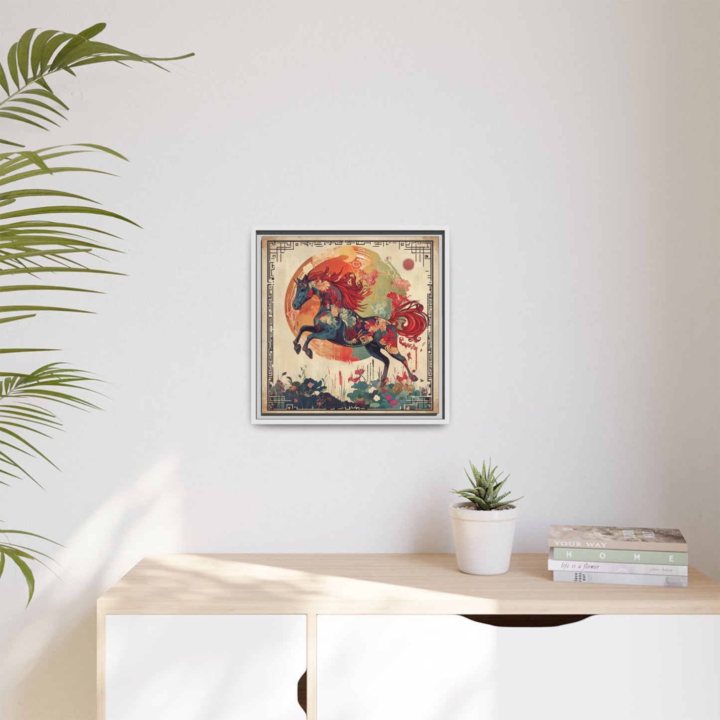 Fire Horse Year Matte Canvas Framed Print