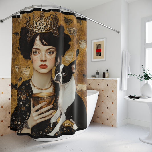 Queen of Cups and Boston Terrier Shower Curtain