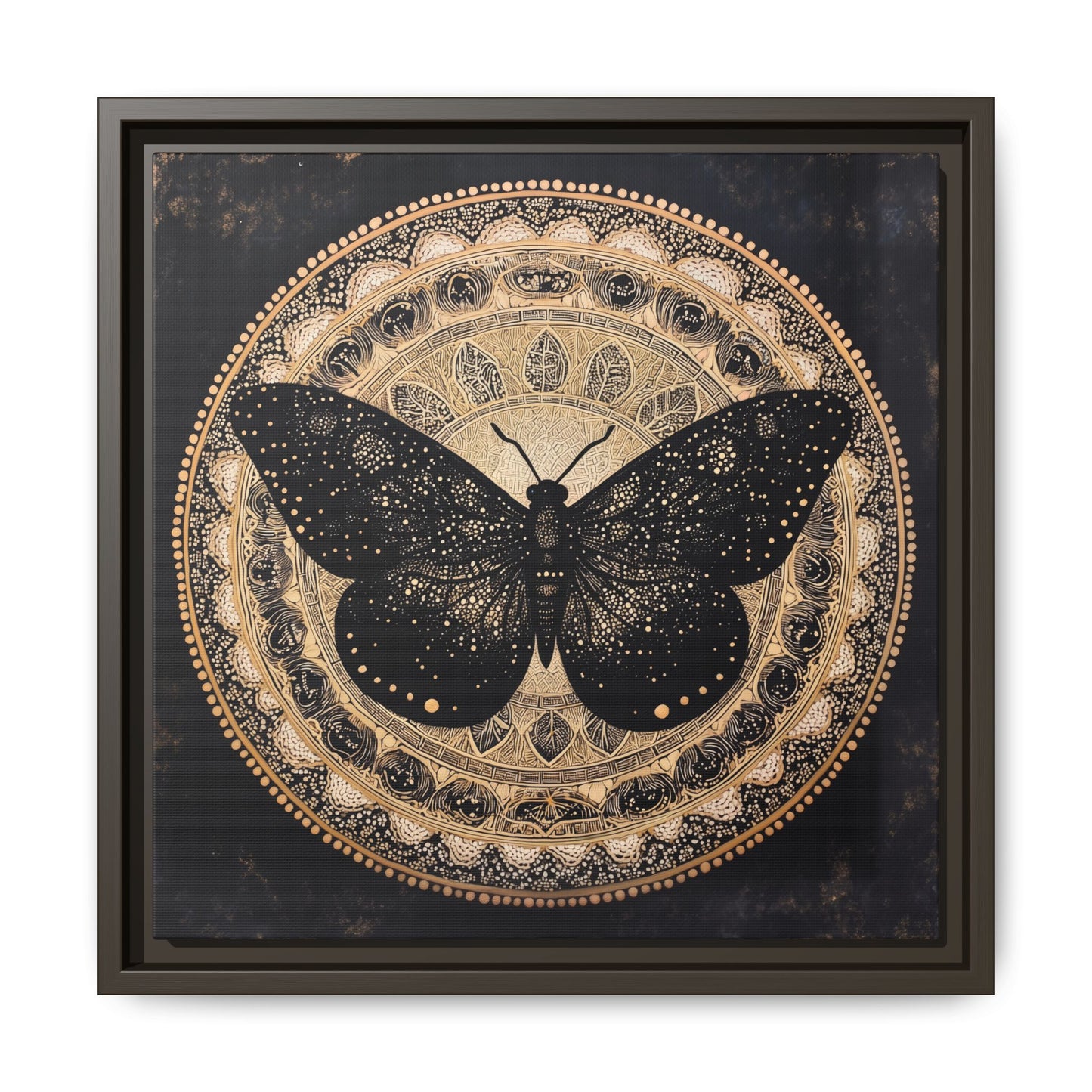 Black Moth Mandala Matte Canvas Framed | Wall Art