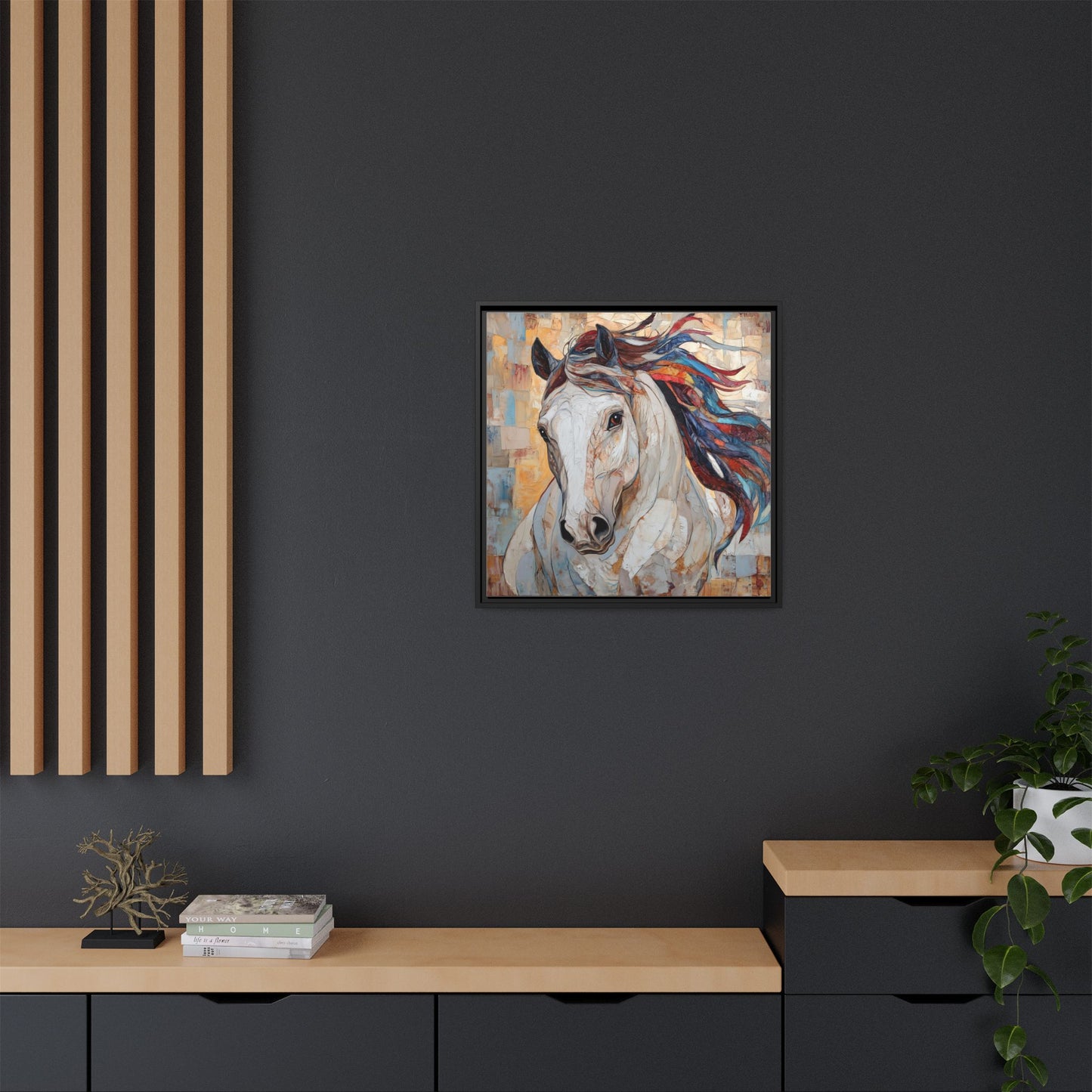 Colorful Mane Horse Matte Canvas Framed | Equine Wall Art