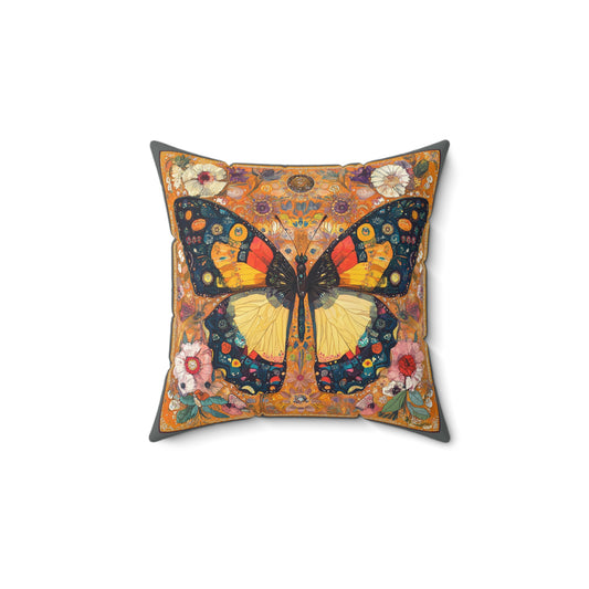 Colorful Butterfly Faux Suede Pillow | Decorative Cushion for Home | Boho Decor | Gift for Nature Lovers | Cozy Living Room Accent