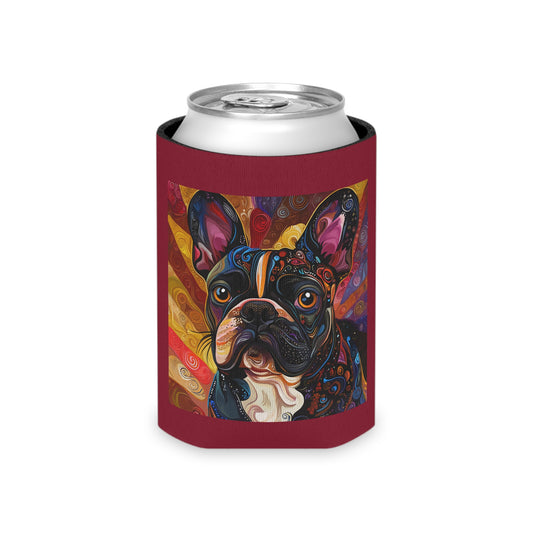 Colorful French Bulldog Can Cooler | Dog Art Beverage Koozie