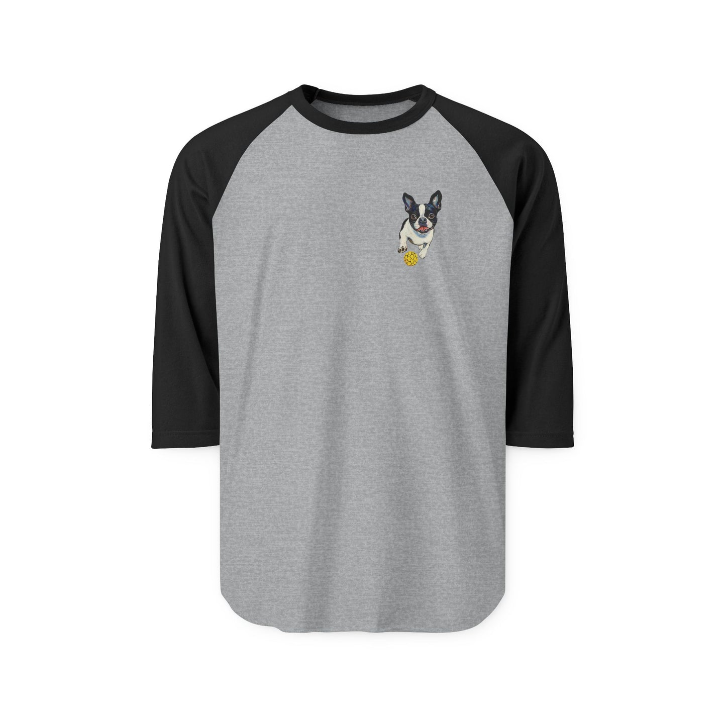 Pickle Ball Boston Terrier Unisex Three-Quarter Sleeve Raglan Shirt