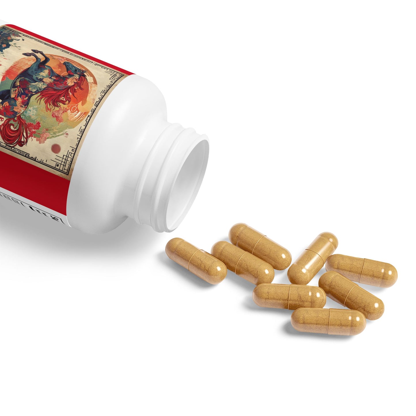 Mushroom Blend Supplement (60 Capsules) Year of The Fire Horse Illustration