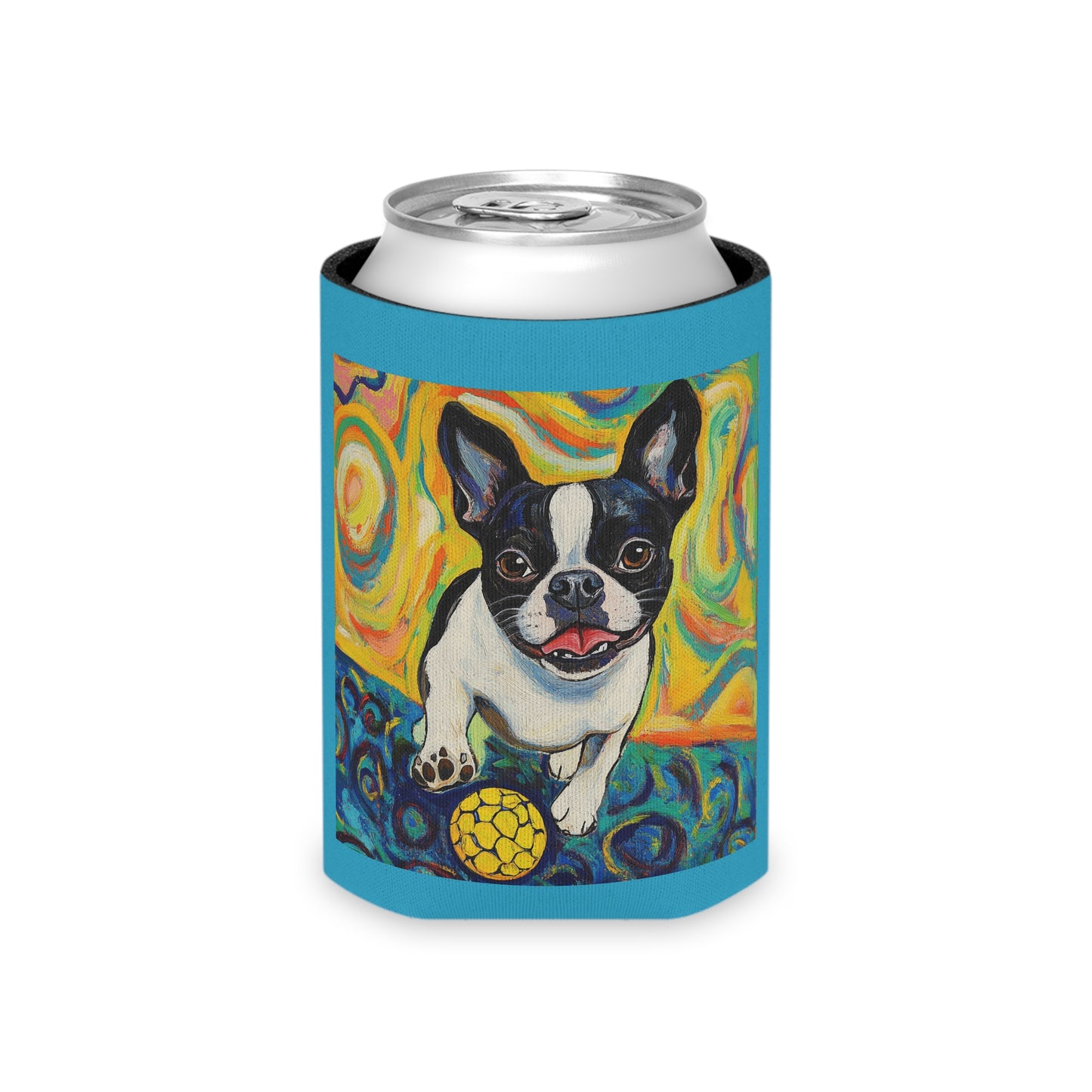 Boston Terrier Can Cooler featuring Playful Dog, Fun Party Drink Sleeve, Pet Lover Gift, Summer BBQ Essential, Vibrant Beer Holder
