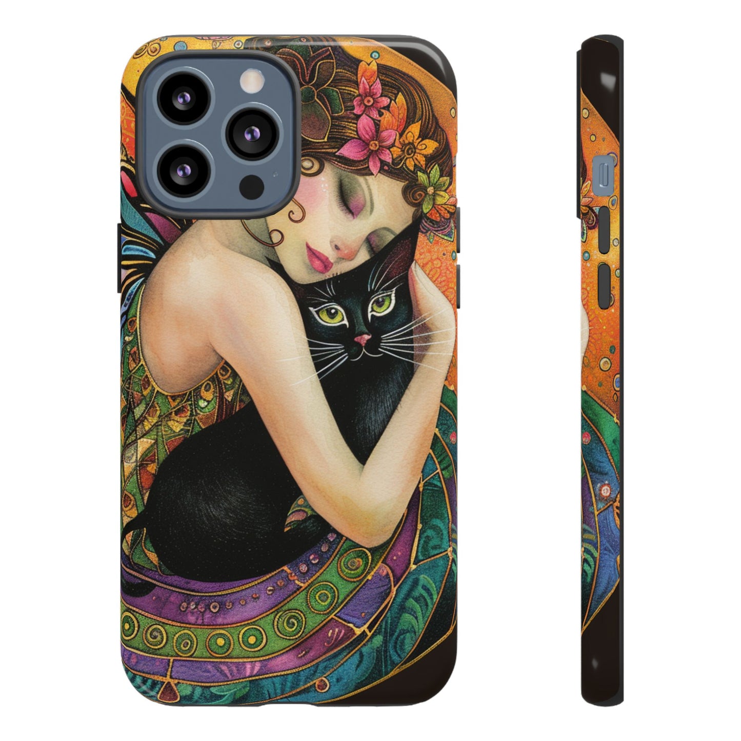 Colorful Art Phone Case with Cat and Fairy Design, Phone Cover Gift for Cat Lovers, Unique Floral Case, Magical Design, Vibrant Phone [...]