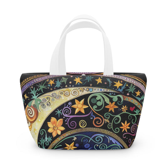 Colorful Celestial Patterns Lunch Bag, Insulated Tote, Reusable Food Carrier, Eco-Friendly Lunch Container, Picnic Essential