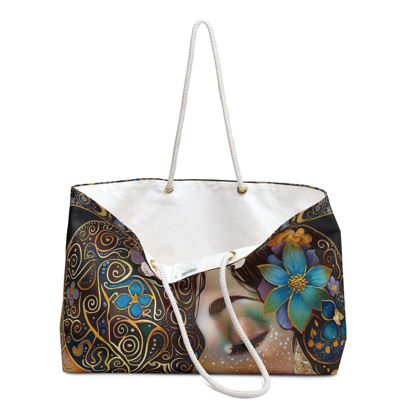Floral Art Nouveau Goddess Bag Boho Weekender Travel Tote Decorative Floral Portrait