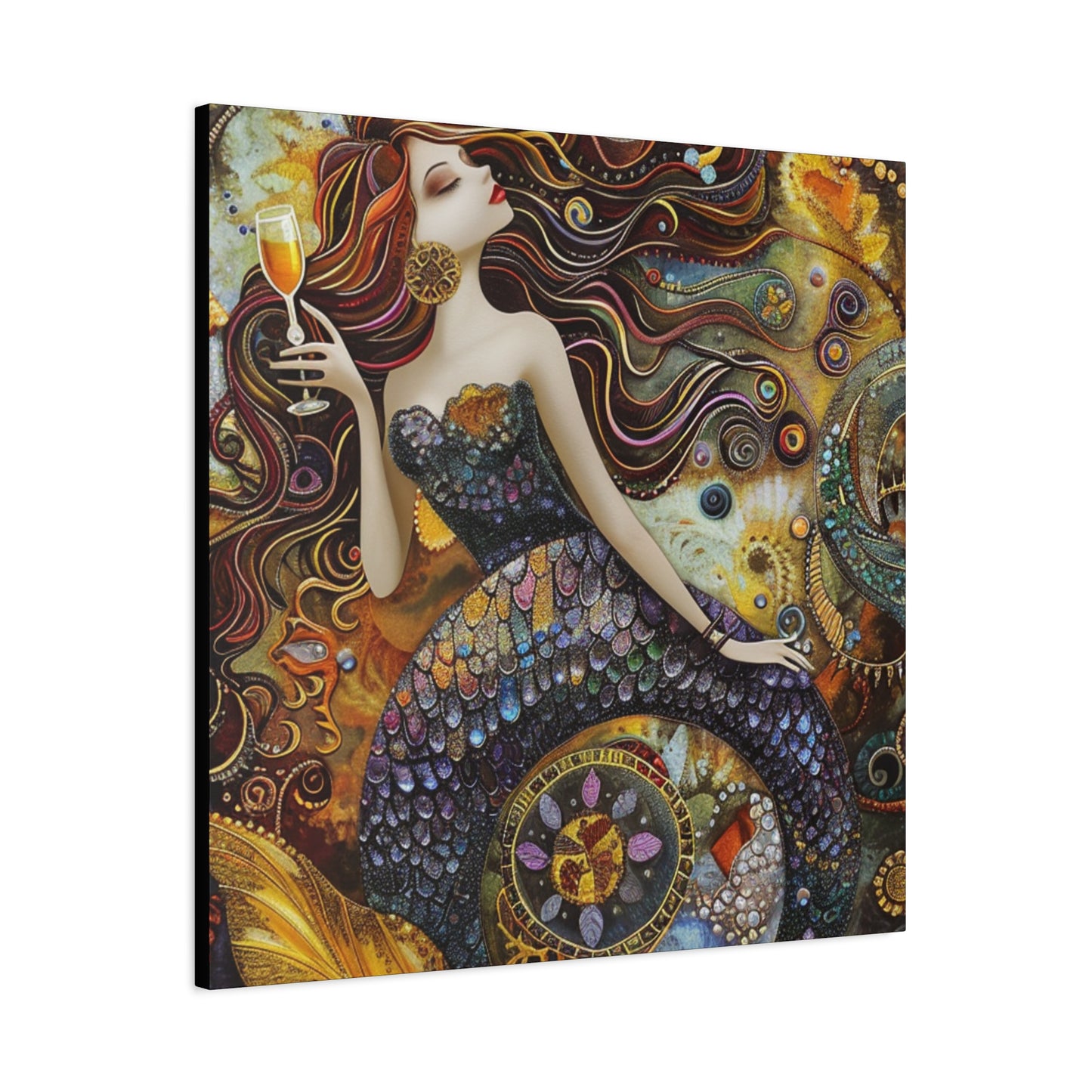 Mermaid Art Canvas, Relaxing Home Decor, Whimsical Wall Art, Unique Gift, Fantasy Artwork