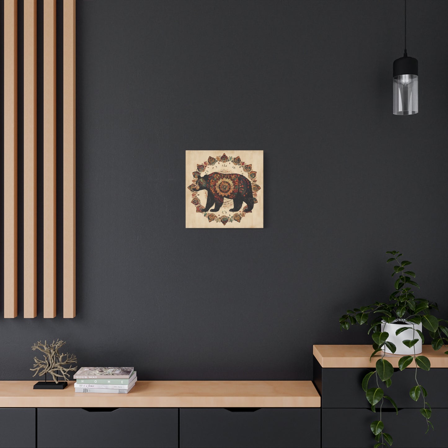 Bohemian Mandala Bear Matte Canvas Wall Art | Stretched Canvas