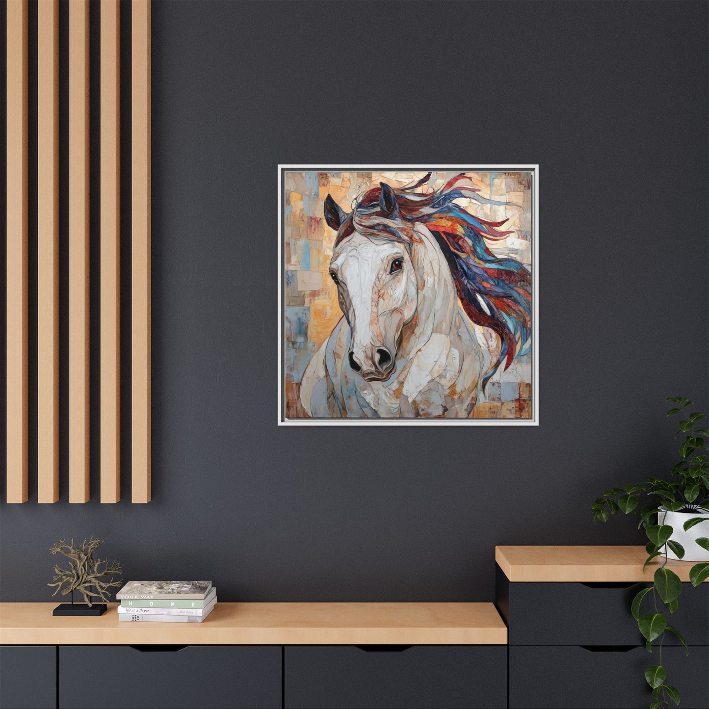Colorful Mane Horse Matte Canvas Framed | Equine Wall Art